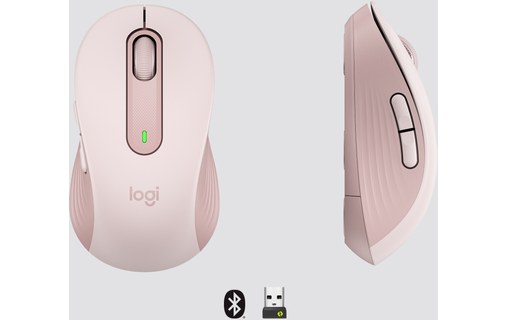 Souris sans fil Logitech Signature M650 L - Rose - Ergonomique
