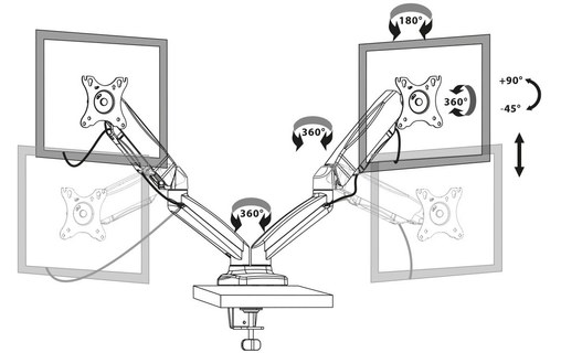 Port Designs 901105 support d'écran plat pour bureau 81,3 cm (32") Noir