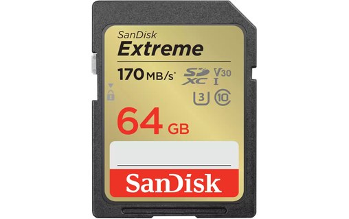 Carte SDXC SanDisk Extreme 64 Go, UHS-I, V30