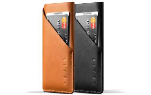 Mujjo Leather Wallet Sleeve Noir - Housse pour iPhone X / XS