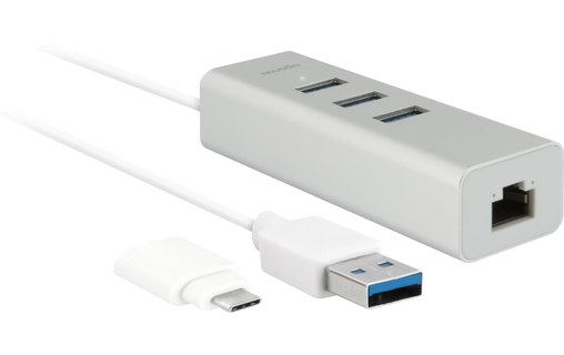 Novodio Hub 3 ports USB 3.0 + Gigabit Ethernet avec adaptateur USB-C