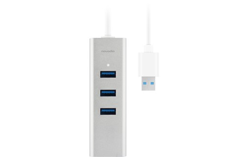 Novodio Hub 3 ports USB 3.0 + Gigabit Ethernet avec adaptateur USB-C