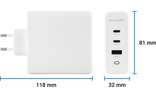 Chargeur USB-C 140 W pour MacBook Pro, iPad et iPhone - Novodio C-Charge 140 GaN