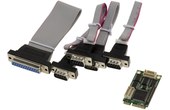 Carte Mini PCIe 1 port parallèle LPT DB25 + 4 ports COM DB9 RS232 Format mPCIe F