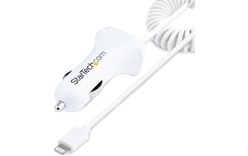 StarTech.com Chargeur Voiture Lightning avec Câble Spiralé - Chargeur Iphone 1m