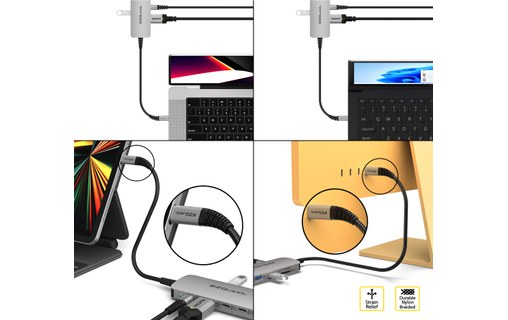 Dock USB-C multimédia 8 ports - EZQuest X40028 - HDMI 4K, USB-C, USB-A