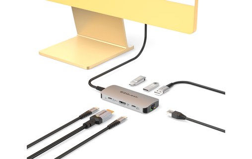 Dock USB-C multimédia 7 ports - EZQuest X40227 - HDMI 4K, USB-C, USB-A, RJ45