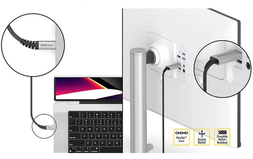 Câble USB-C vers DisplayPort 1.2 - EZQuest DuraGuard - 2,2 m