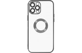 Coque iPhone 12 Pro Souple Bloc Caméra Couvert Transparent Contour Noir Chromé