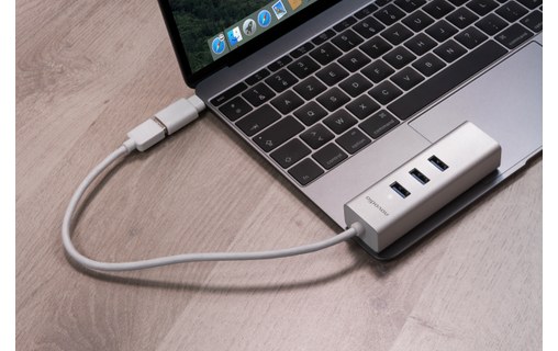 Novodio Hub 3 ports USB 3.0 + Gigabit Ethernet avec adaptateur USB-C