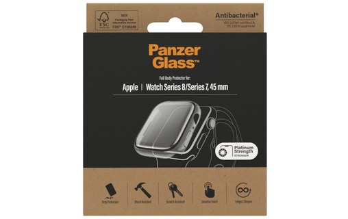 Coque pour Apple Watch 9 | 8 | 7 45 mm - PanzerGlass Full Body - Transparent