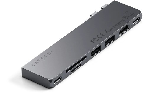 Dock USB-C 7 ports pour MacBook Air / Pro - Satechi Pro Hub Slim - Gris sidéral