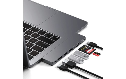 Dock USB-C 7 ports pour MacBook Air / Pro - Satechi Pro Hub Slim - Gris sidéral