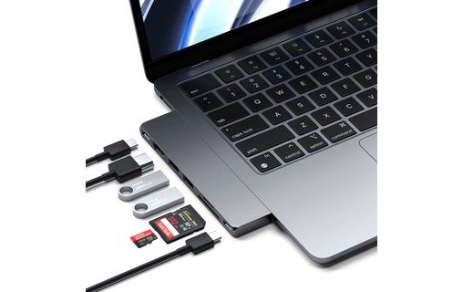 Dock USB-C 7 ports pour MacBook Air / Pro - Satechi Pro Hub Slim - Gris sidéral