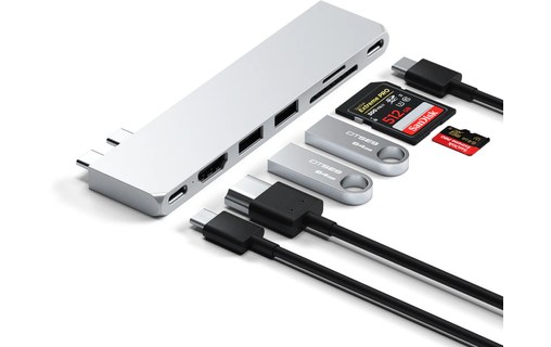 Dock USB-C 7 ports pour MacBook Air / Pro - Satechi Pro Hub Slim - Argent