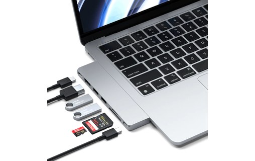 Dock USB-C 7 ports pour MacBook Air / Pro - Satechi Pro Hub Slim - Argent