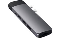 Hub USB C dual pour MacBook HDMI 2 USB USB C Ethernet Micro-SD Satechi Gris