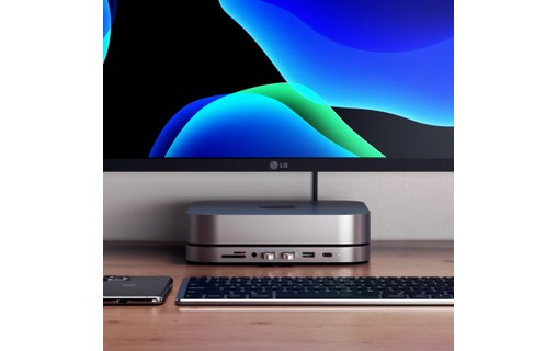 Hub pour Mac Mini Multiports Fonction support Bouches d'aération Satechi Gris