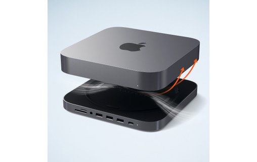 Hub pour Mac Mini Multiports Fonction support Bouches d'aération Satechi Gris