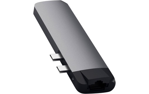 Hub USB C dual pour MacBook HDMI 2 USB USB C Ethernet Micro-SD Satechi Gris