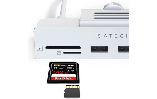 Hub iMac 24' USB C vers USB C, 3 USB, carte SD / Micro-SD Satechi Argent