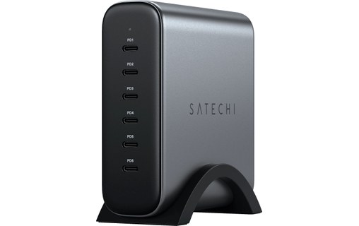 Chargeur USB-C 200 W GaN 6 ports pour MacBook Pro, iPad et iPhone - Satechi  - Adaptateur Secteur - SATECHI