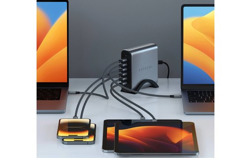 Chargeur USB-C 200 W GaN 6 ports pour MacBook Pro, iPad et iPhone - Satechi