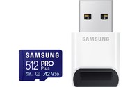 Carte microSDXC Samsung PRO Plus 512 Go avec adaptateur USB, UHS-I, V30