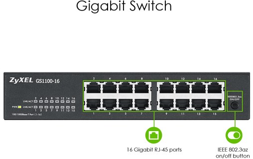 Zyxel GS1100-16 Non-géré Gigabit Ethernet (10/100/1000)