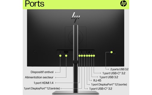 Écran 27" HP E27u G5 - HDMI/DisplayPort/USB-C