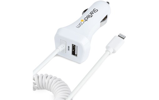 StarTech.com Chargeur Voiture Lightning avec Câble Spiralé - Chargeur Iphone 1m