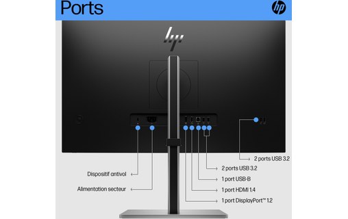 Écran 27" HP E27 G5 - HDMI/DisplayPort - 6N4E2AA#ABB