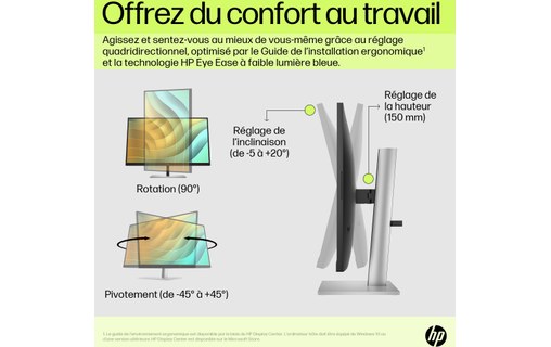 Écran 27" HP E27u G5 - HDMI/DisplayPort/USB-C