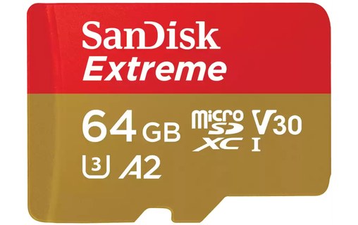 Carte microSDXC SanDisk Extreme 64 Go avec adaptateur SD, UHS-I, V30