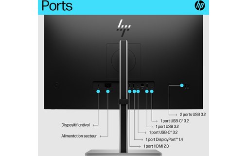 Écran 27" HP E27k G5 - 4K HDMI/DisplayPort/USB-C - 6N4C4AA#ABB