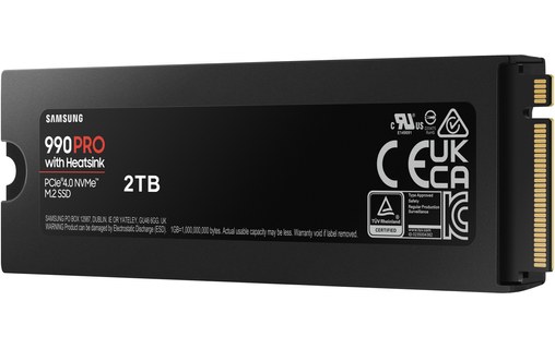 Samsung 990 PRO 2 To - SSD M.2 2280 NVMe PCIe 4.0 avec dissipateur