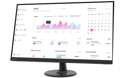 Écran 31,5" Lenovo D32-40 - HDMI/DisplayPort