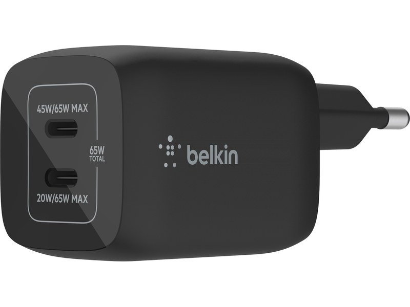 Chargeur USB-C 65 W GaN 2 ports iPhone, iPad, Mac - Belkin BoostCharge Pro  Noir - Adaptateur Secteur - BELKIN