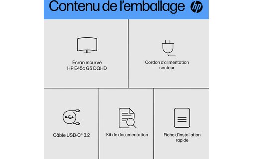 Écran Incurvé 44,5" HP E45c G5 - 165 Hz HDMI/DisplayPort - 6N4C1AA#ABB