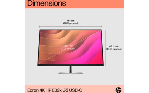 Écran 31,5" HP E32k G5 - 4K HDMI/DisplayPort - 6N4D6AA#ABB
