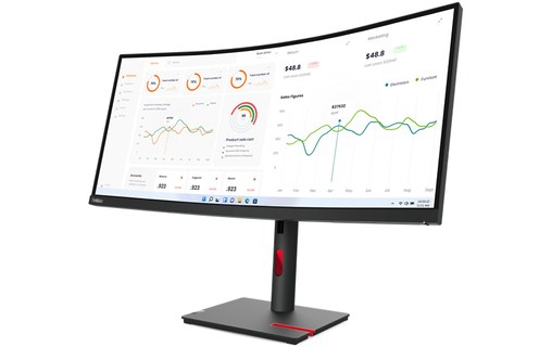 Écran Incurvé 34" Lenovo ThinkVision T34w-30 - HDMI/DisplayPort