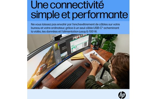 Écran Incurvé 44,5" HP E45c G5 - 165 Hz HDMI/DisplayPort - 6N4C1AA#ABB