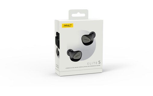 Écouteurs sans fil Jabra Elite 5 à réduction de bruit, Titane - Bluetooth