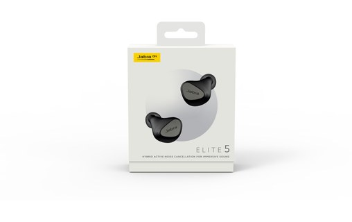 Écouteurs sans fil Jabra Elite 5 à réduction de bruit, Titane - Bluetooth