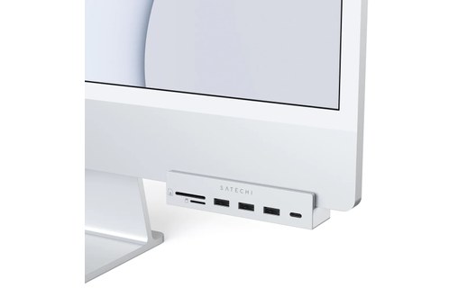 Hub USB-C 6 ports pour iMac 24" - Satechi USB-C Clamp Hub - Argent