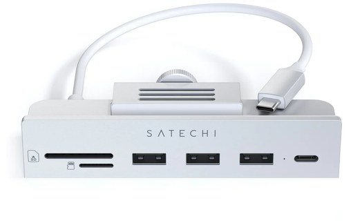 Hub USB-C 6 ports pour iMac 24" - Satechi USB-C Clamp Hub - Argent