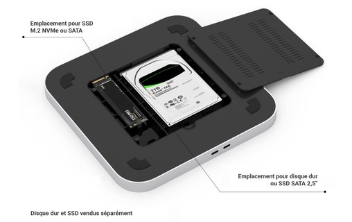 Station d'accueil USB-C pour Mac mini avec slot SSD M.2 NVMe/SATA / HDD 2,5"