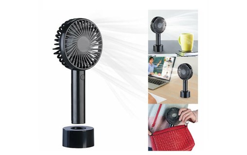 Ventilateur à main silencieux et puissant avec socle Noir