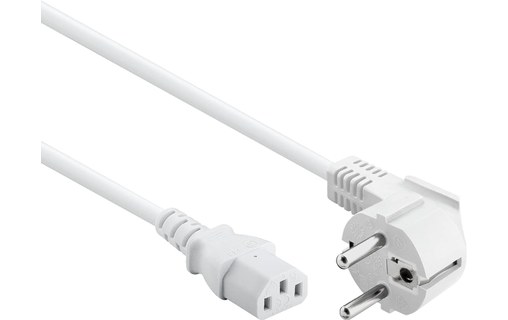 Câble d'alimentation 3m Blanc EU Euro 2 Fiche Plug à Angle Droit
