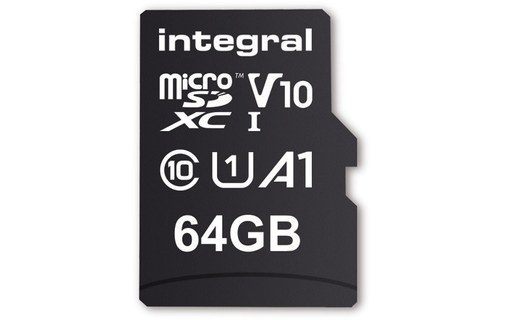 Carte microSDXC Integral INMSDX64G-100V10 64 Go avec adaptateur SD, UHS-I, V10